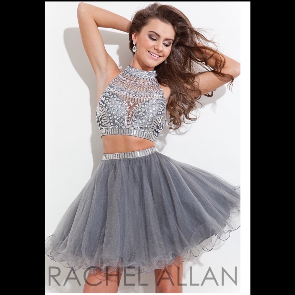 Rachel Allan #6646 silver homecoming dress